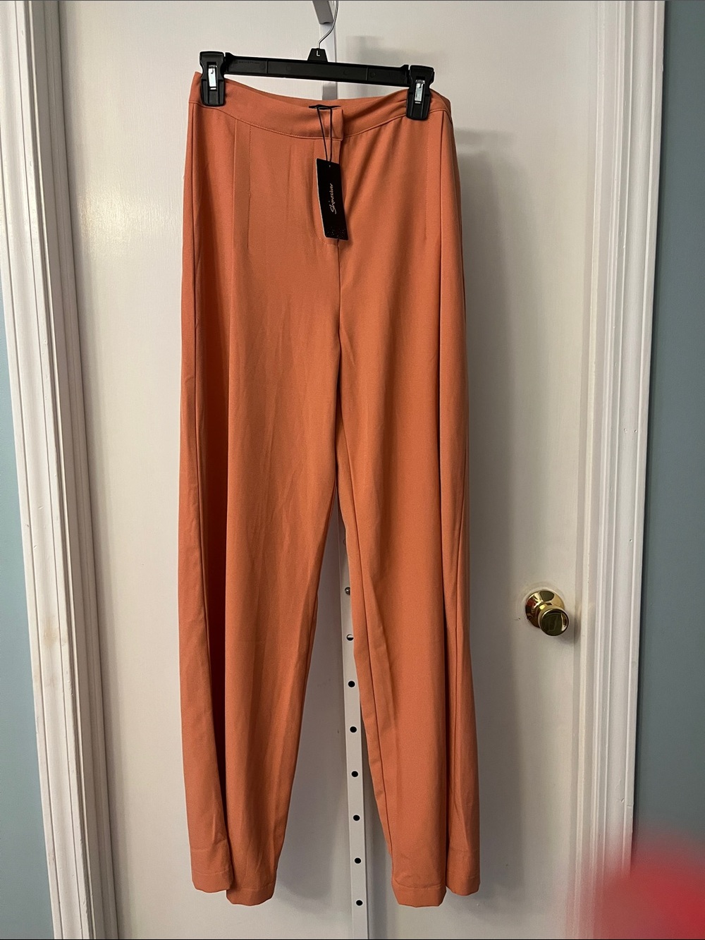 Shinestar Wide-Leg High-Waist Pants - Coral Orange